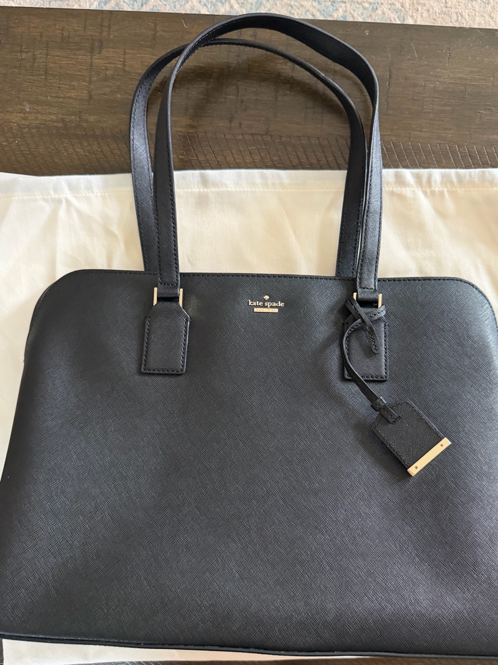 Kate Spade Black Saffiano Leather Staci Large Laptop Tote Bag